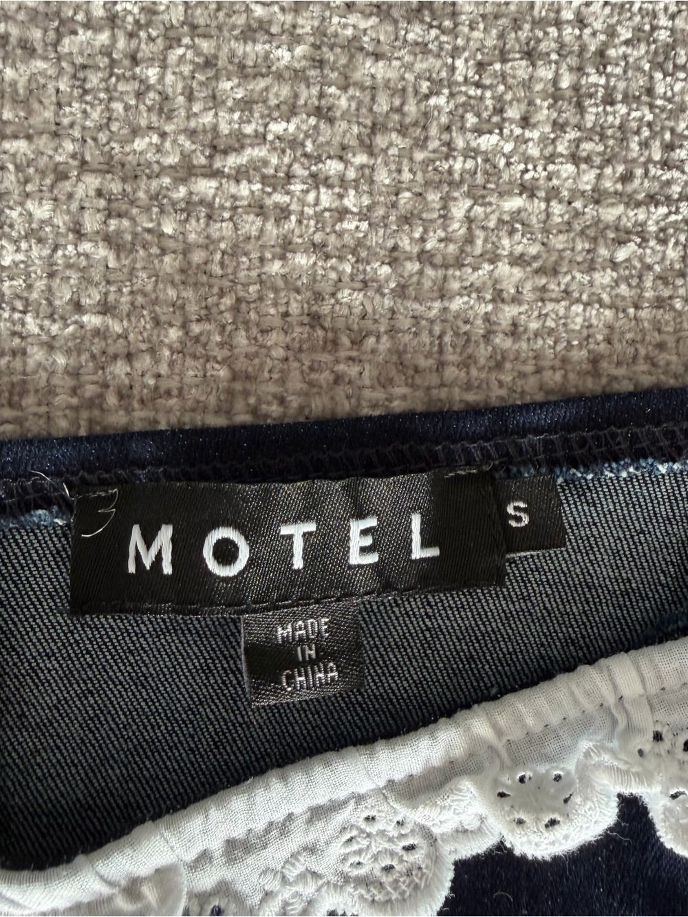 Motel Rocks Navy Top with White Eyelet Trim - Picture 4 of 4